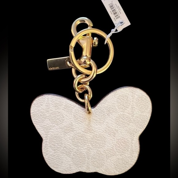 COACH Butterfly Signature Cs Leather Bag Charm Keychain Fob Summertime NEW NWT - Picture 2 of 4